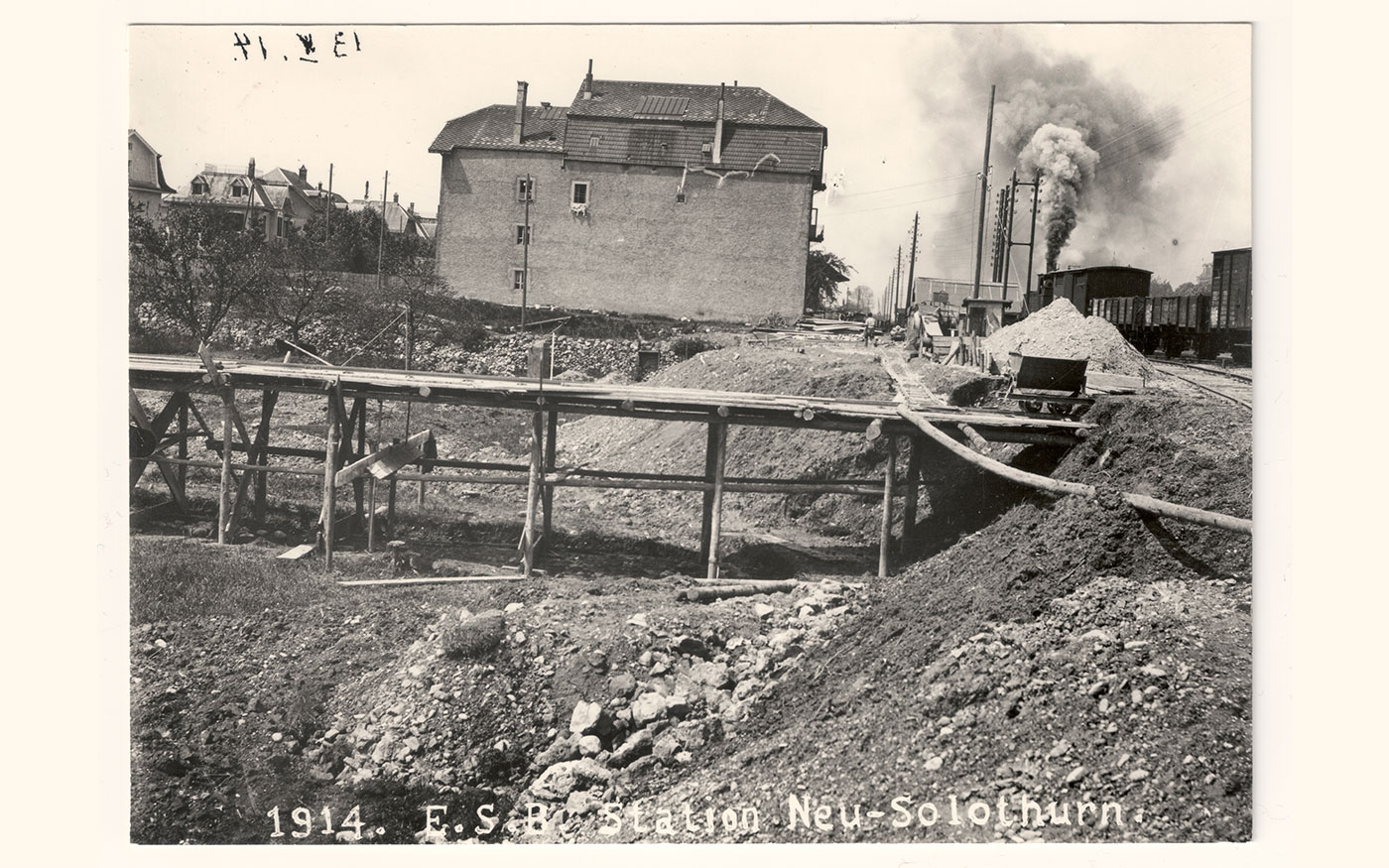 Bau der Bahnverbindung Solothurn-Bern 1914